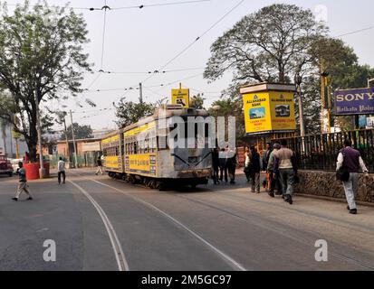 L'ancien tramway de Kolkata, Inde. Banque D'Images