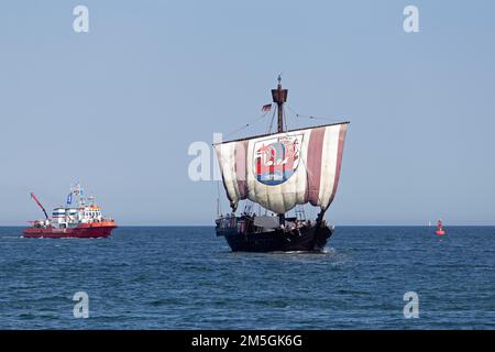 Cog hanséatique, Mer Baltique, Hanse Sail, Warnemuende, Rostock, Mecklembourg-Poméranie occidentale, Allemagne Banque D'Images