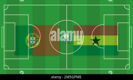 Portugal vs Ghana, élément de conception sur le terrain de football Banque D'Images