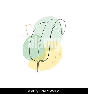 Feuille de palmier à bananes Line art. Illustration du dessin du feuillage de la feuille de banane à ligne continue minimale. Décor tropical moderne et abstrait. Illustration vectorielle. Illustration de Vecteur