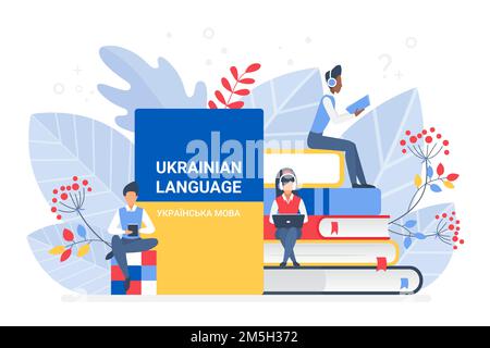 Cours de langue ukrainienne en ligne, école à distance ou concept universitaire Illustration de Vecteur