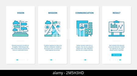 Vision d'entreprise du résultat, de la mission et de l'illustration du vecteur de stratégie de leadership.UX, écran de la page d'application mobile d'intégration d'interface utilisateur avec le responsable hiérarchique Achievem Illustration de Vecteur
