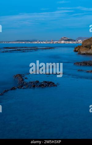 Lever du soleil à Cabo de Las Huertas, Alicante, Espagne Banque D'Images