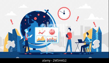 Analyse statistique mondiale du coronavirus covid19 par les analystes Illustration de Vecteur