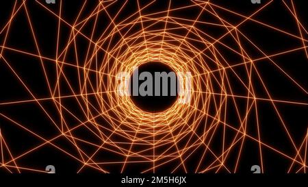 Tunnel psychédélique abstrait, voyage orange à l'infini. Bon pour la présentation du produit. Banque D'Images