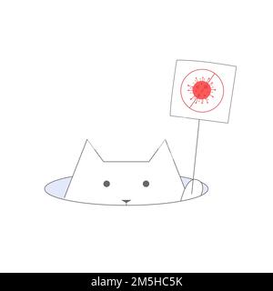 Le chat proteste contre les interdictions des Covid. Le concept de protestation de la Chine Illustration de Vecteur