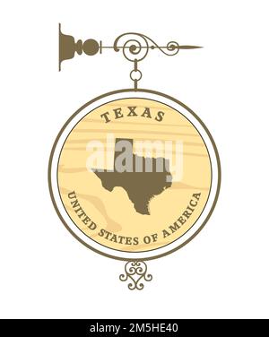 Étiquette vintage avec la carte du Texas, vector Illustration de Vecteur