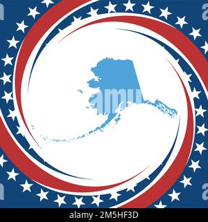 L'étiquette avec la carte de l'Alaska, vector Illustration de Vecteur
