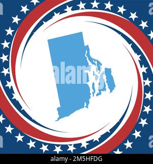 Étiquette avec plan de Rhode Island, vector Illustration de Vecteur