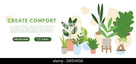 Ensemble plantes de maison. Créer un intérieur confortable. Décor vert. Illustration vectorielle plate Illustration de Vecteur