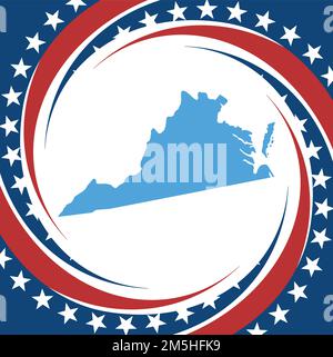 L'étiquette avec la carte de Virginie, vector Illustration de Vecteur