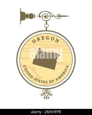 Étiquette vintage avec la carte de l'Oregon, vector Illustration de Vecteur