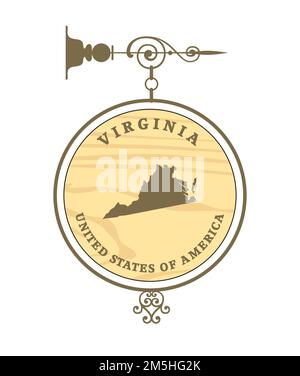 Étiquette vintage avec plan de Virginie, vector Illustration de Vecteur
