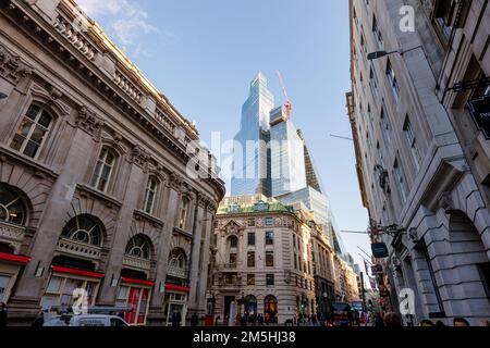 8 et 22 Bishopsgate et d'autres gratte-ciels modernes vus de Cornhill dans le quartier financier et d'assurance de la ville de Londres, Londres, Royaume-Uni Banque D'Images