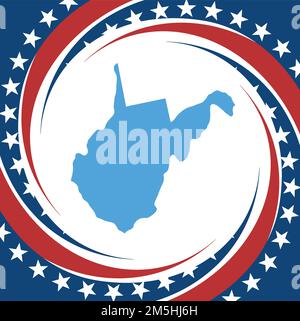 Étiquette avec plan de West Virginia, vector Illustration de Vecteur
