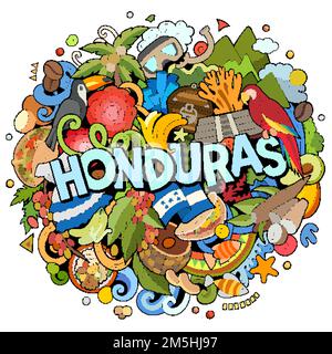 Illustration de la bande dessinée du Honduras. Design amusant Illustration de Vecteur