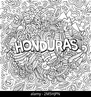 Illustration de la bande dessinée du Honduras. Design amusant Illustration de Vecteur