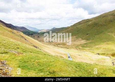 Whinlatter Pass, Cumbria, Royaume-Uni, Angleterre, col de montagne, Whinlatter Pass UK, Whinlatter Pass Cumbria, Cumbrian, conduite à Cumbria, route, route sinueuse, Banque D'Images