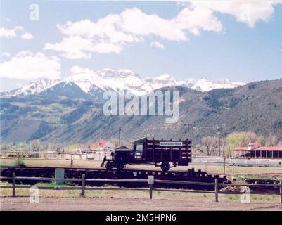 San Juan Skyway - Musée du chemin de fer Ridgway. Le Ridgway Railroad Museum préserve l'histoire des chemins de fer dans le comté d'Ouray et dans d'autres régions de la San Juan Skyway. Emplacement : Colorado (37,811° N 107,662° O) Banque D'Images