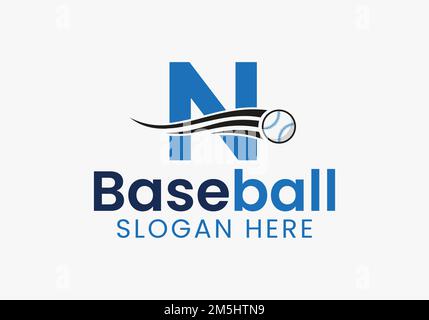 Concept de logo lettre N Baseball avec modèle d'icône Moving Baseball Illustration de Vecteur