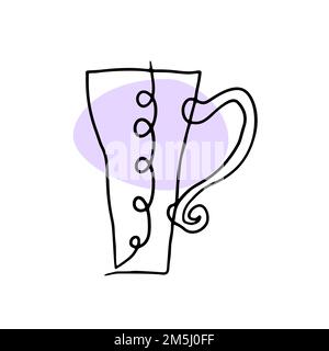 Coupe en ligne continue dessinée à la main avec des formes abstraites Illustration de Vecteur