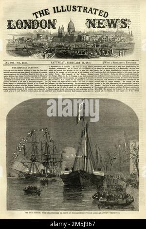 Mariage royal, Prince et princesse Frederick William débarquant à Anvers, 1858, 19th siècle Banque D'Images