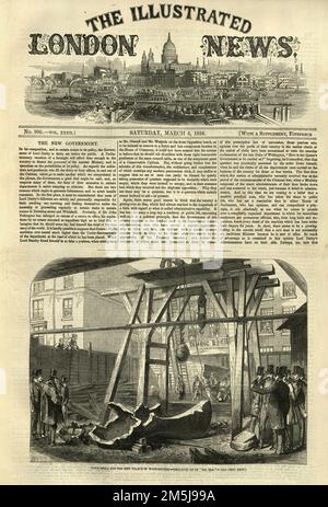 London Illustrated News, Old Newspaper, cloches pour le nouveau Palais de Westminster, rupture de Big Ben, 1858 Banque D'Images