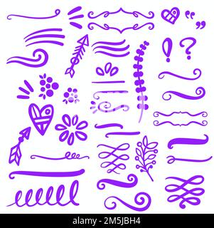 Logo Swoosh violet avec motif vectoriel dessiné à la main et motif accent sur la ligne Illustration de Vecteur