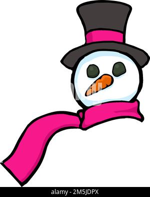 dessin animé visage bonhomme de neige avec foulard Illustration de Vecteur