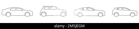 Ensemble d'icônes de voiture de ligne. Illustration vectorielle isolée sur fond blanc Illustration de Vecteur