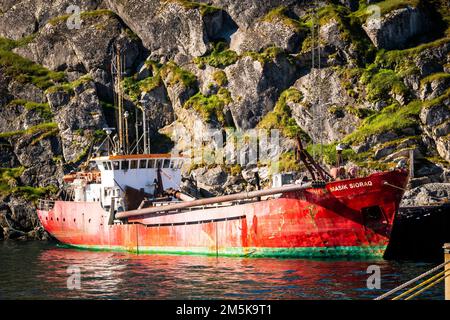 Ravitailleur en carburant appartenant à la Masik Shipping Company exploitant notre de Nuuk, au Groenland. Banque D'Images