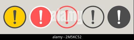 Icône point d'exclamation. Ensemble d'icônes d'exclamation. Illustration de Vecteur
