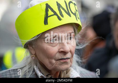 Image de la dernière créatrice de mode britannique et activiste Dame Vivienne Westwood lors de l'extradition de Don't Julian Assange march et du rassemblement de protestation dans le centre de Londres le 22nd février 2020. Banque D'Images