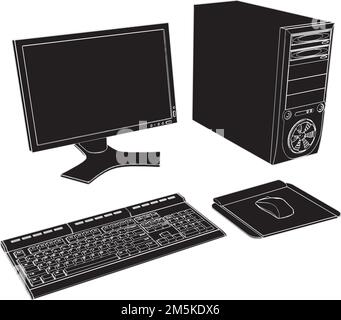 PC de bureau Vector. Illustration sur fond blanc. Illustration vectorielle d'Un PC Desktop. Illustration de Vecteur
