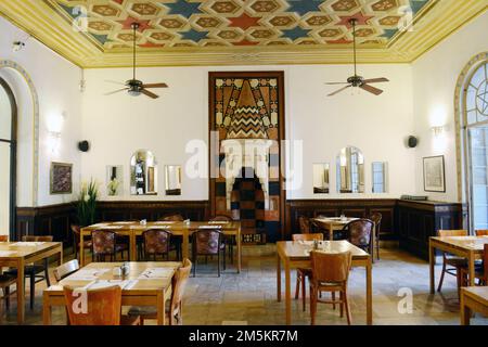 Le restaurant dans le bâtiment du YMCA à Jérusalem-Ouest, en Israël. Banque D'Images