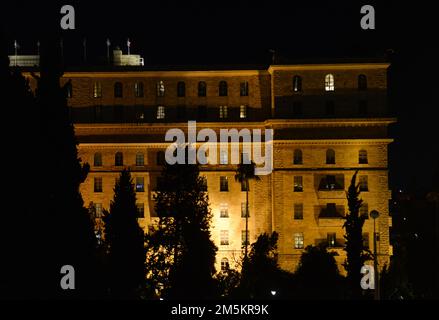L'hôtel King David lors de la visite du président Biden à Jérusalem en juillet 2022. Banque D'Images