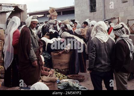 Un marché palestinien dynamique à Bethléem, en Palestine. Banque D'Images