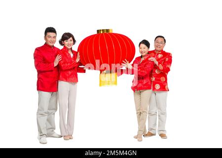 Bonne famille de vêtements chinois du nouvel an Banque D'Images