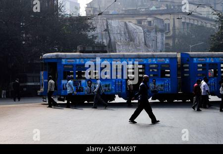 L'ancien tramway de Kolkata, Inde. Banque D'Images