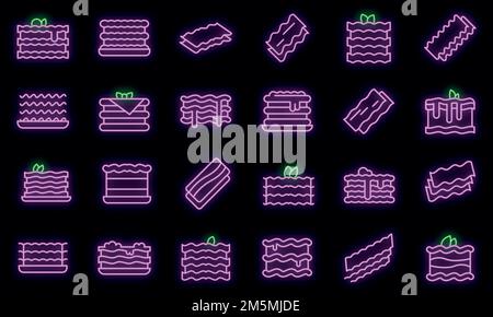 Les icônes lasagnes définissent le vecteur de contour. Cannelloni cuisine italienne. Plat de lasagne culinaire Illustration de Vecteur