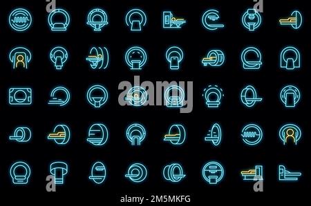Les icônes de tomographie par résonance magnétique définissent le vecteur de contour. TDM médicale. Scanner de radiologie Illustration de Vecteur