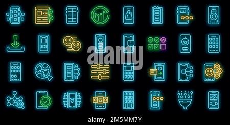 Les icônes des applications mobiles définissent le vecteur de contour. Téléphone du client. Expérience sociale Illustration de Vecteur