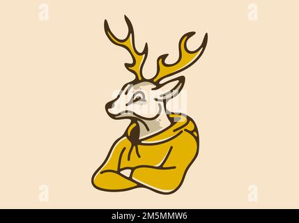 Illustration de la conception artistique du cerf portant un sweat à capuche Illustration de Vecteur