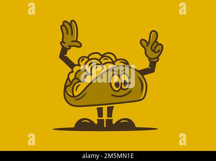 Illustration art design de taco mascotte avec les mains et les pieds Illustration de Vecteur