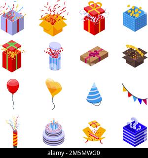 Icônes surprise définies. Ensemble isométrique d'icônes de vecteur surprise pour la conception de sites Web isolée sur fond blanc Illustration de Vecteur