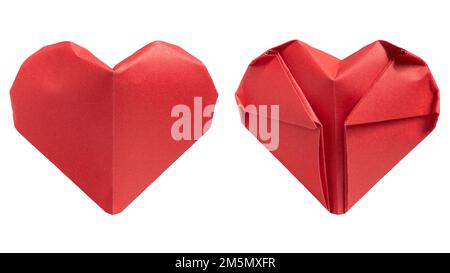 Papier cœur plié à partir de papier rouge avec un chemin de découpe Banque D'Images
