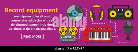 Concept horizontal de bannière d'équipement d'enregistrement audio.Illustration plate de l'équipement d'enregistrement audio bannière horizontale vecteur concept pour la conception web Illustration de Vecteur