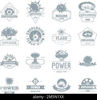 Jeu d'icônes du logo explosion power.Illustration simple de 16 symboles vectoriels de logo explosion Power pour le Web Illustration de Vecteur