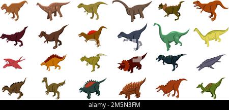 Icons set de dinosaures. Ensemble d'isométrique icônes vectorielles de dinosaure pour le web design isolé sur fond blanc Illustration de Vecteur