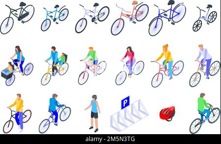 La famille vélo icons set. Jeu de famille vélo isométrique icônes vectorielles pour le web design isolé sur fond blanc Illustration de Vecteur